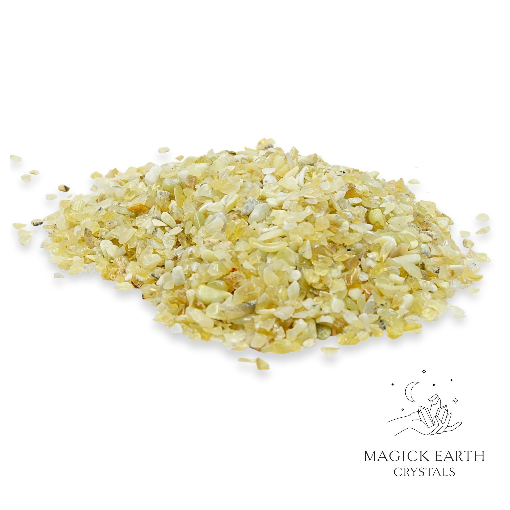Natural Yellow Opal crystal chips, 100g loose pile