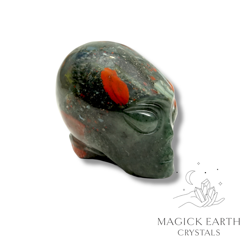 Bloodstone Crystal Gemstone Carved Alien  Left View