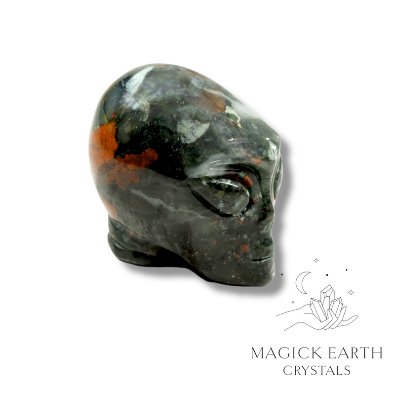 Bloodstone Crystal Gemstone Carved Alien  Left View