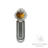 Tiger Eye Bookmark With Crystal Gemstone Cabochon Platinum Finish