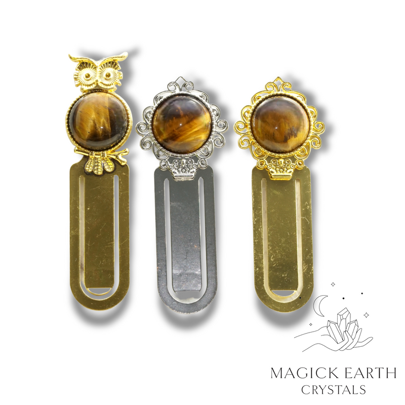 Tiger Eye Bookmark With Crystal Gemstone Cabochon