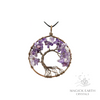 Amethyst crystal chip tree of life pendant with copper finish