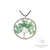 Aventurine crystal chip tree of life pendant with platinum finish