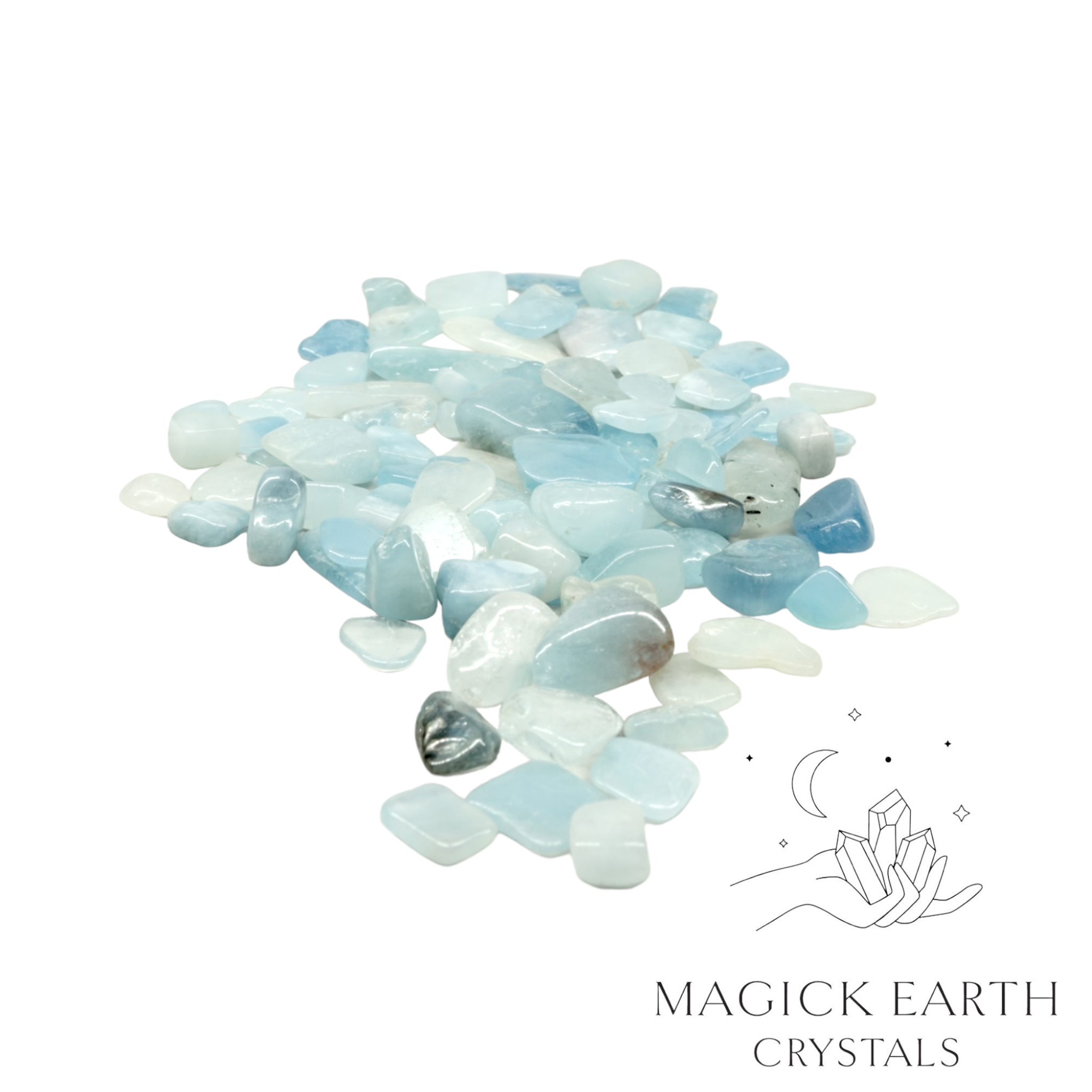 Aquamarine Tumbled Crystal Gemstone Chips Large