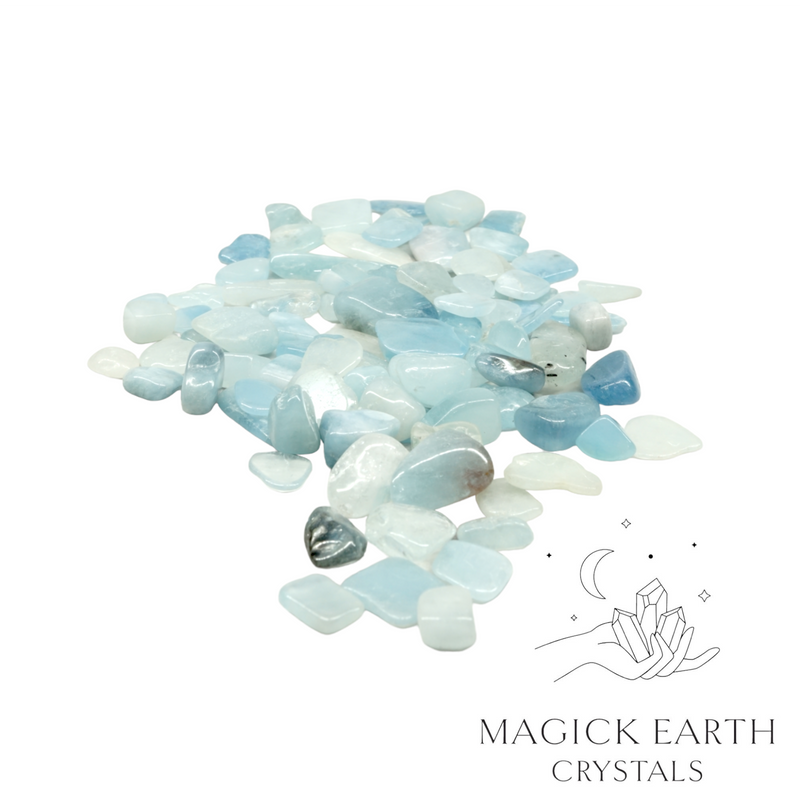 Aquamarine Tumbled Crystal Gemstone Chips Large