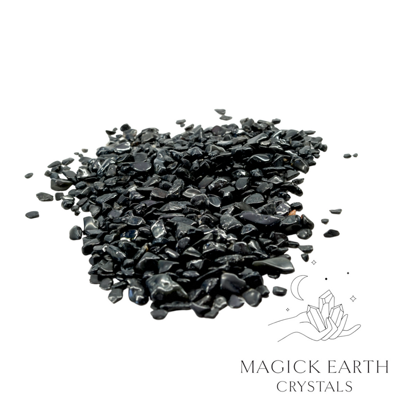 Black Tourmaline Tumbled Crystal Gemstone Chips Small