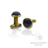 Blue Goldstone Crystal Gemstone Cabochon Cufflinks With Antique Bronze Finish