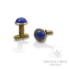 Lapis Lazuli Crystal Gemstone Cabochon Cufflinks With Antique Bronze Finish