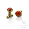 Brecciated Jasper Crystal Gemstone Cabochon Cufflinks With Antique Bronze Finish