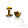 Tiger Eye Crystal Gemstone Cabochon Cufflinks With Antique Bronze Finish