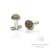 Labradorite Crystal Gemstone Cabochon Cufflinks With Silver Finish