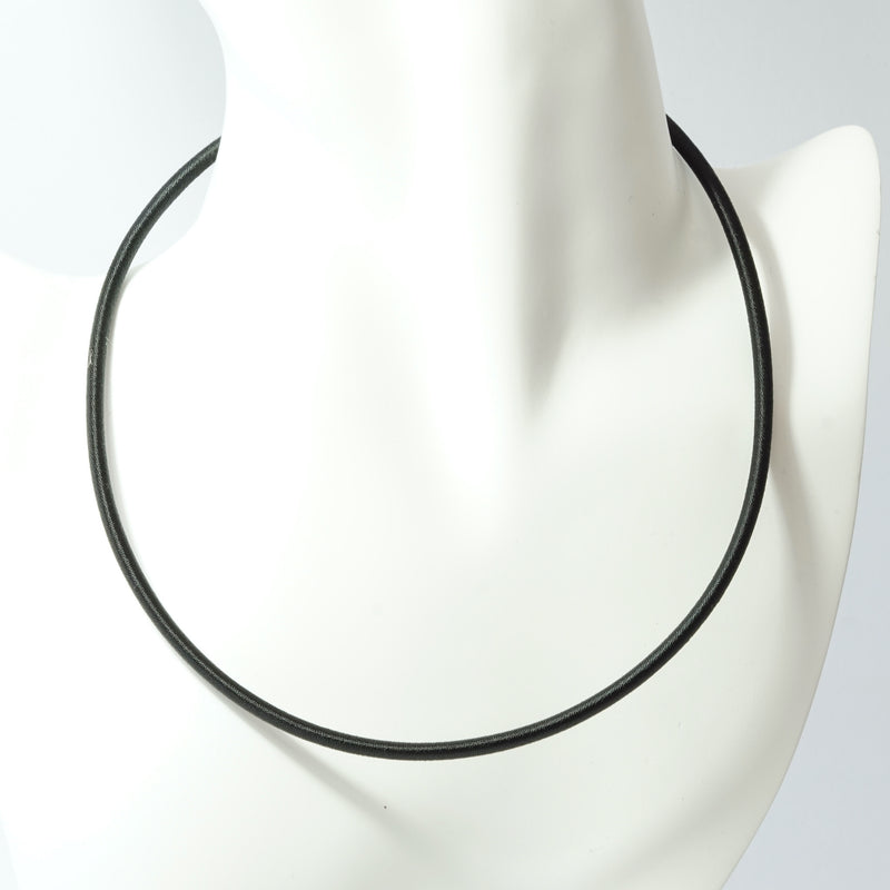 Silk Cord Necklace with Platinum Findings Black