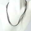 Waxed Cotton Cord and Sheer Ribbon Necklace with Platinum Findings Black