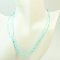 Waxed Cotton Cord and Sheer Ribbon Necklace with Platinum Findings in Assorted Colours