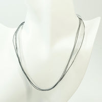 Waxed Cotton Cord and Sheer Ribbon Necklace with Platinum Findings in Assorted Colours