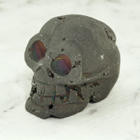 Agate Druzy Geode Crystal Gemstone Skull Electroplated  Charcoal     Right View