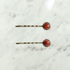 Brecciated Jasper Cabochon Bobby Pins  with Antique Bronze Finish