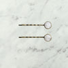 Rose Quartz Cabochon Bobby Pins with Antique Bronze Finish