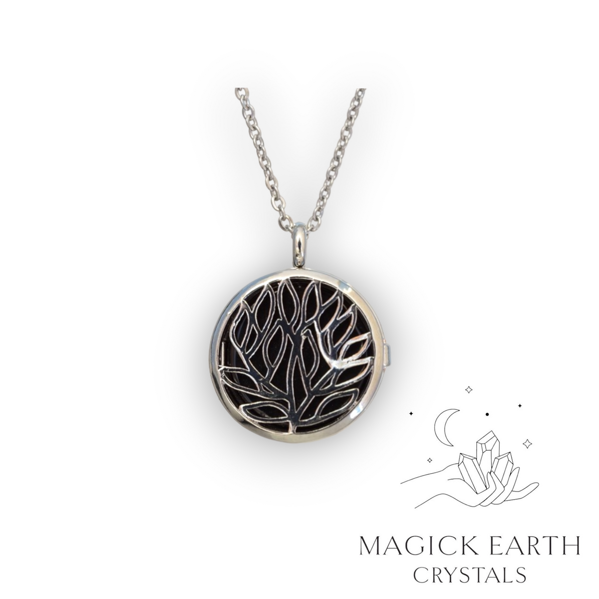 Obsidian Tree Of Life Diffuser Pendant