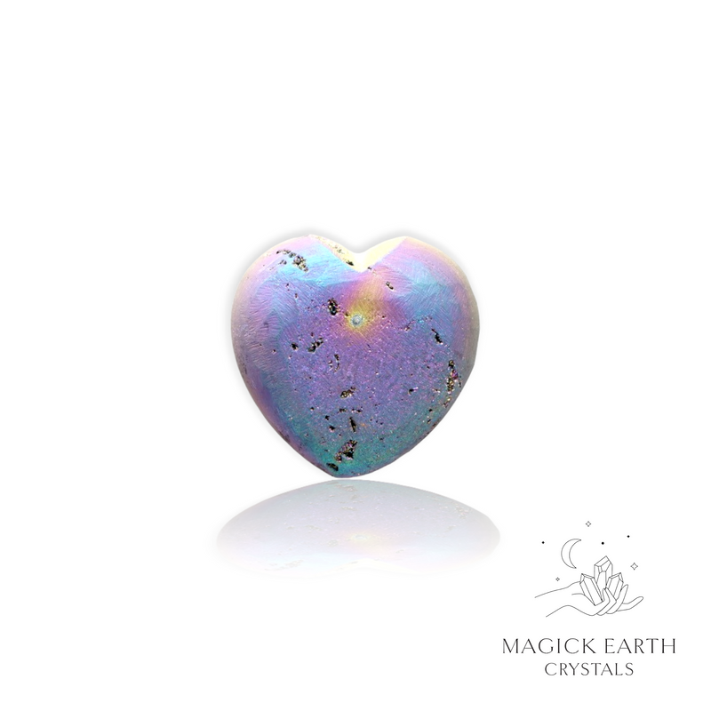 Rainbow finish electroplated agate geode druzy heart front