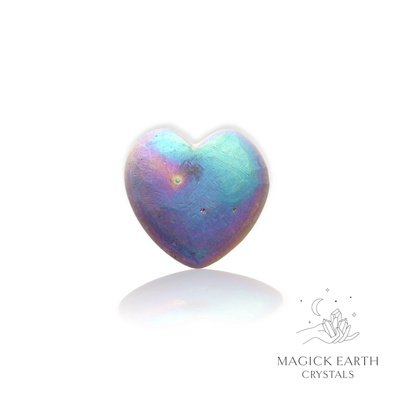 Rainbow finish electroplated agate geode druzy heart back