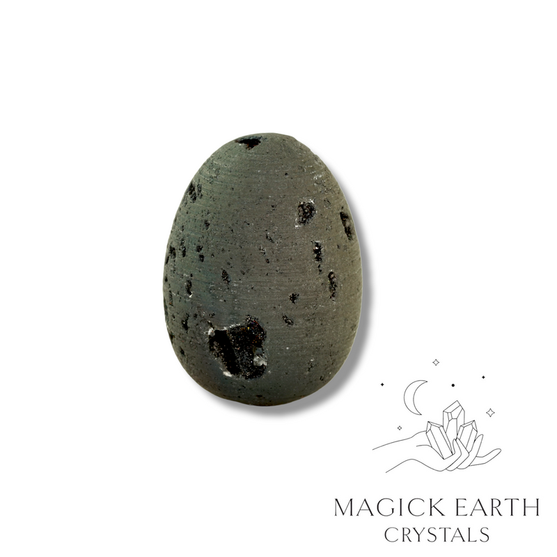 Agate Druzy Crystal Gemstone Electroplated Egg Charcoal 