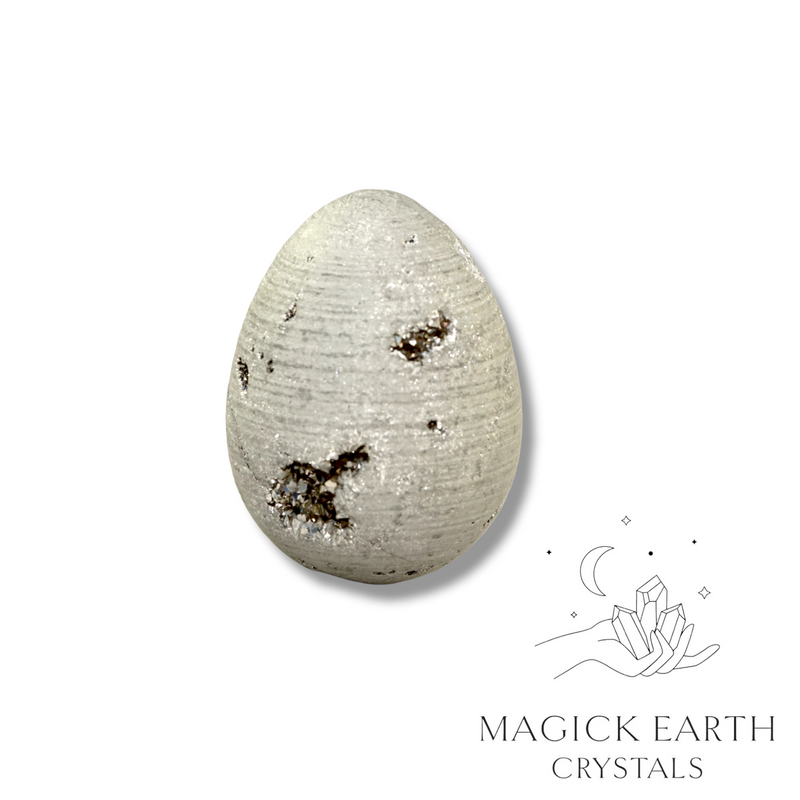 Agate Druzy Crystal Gemstone Electroplated Egg Platinum