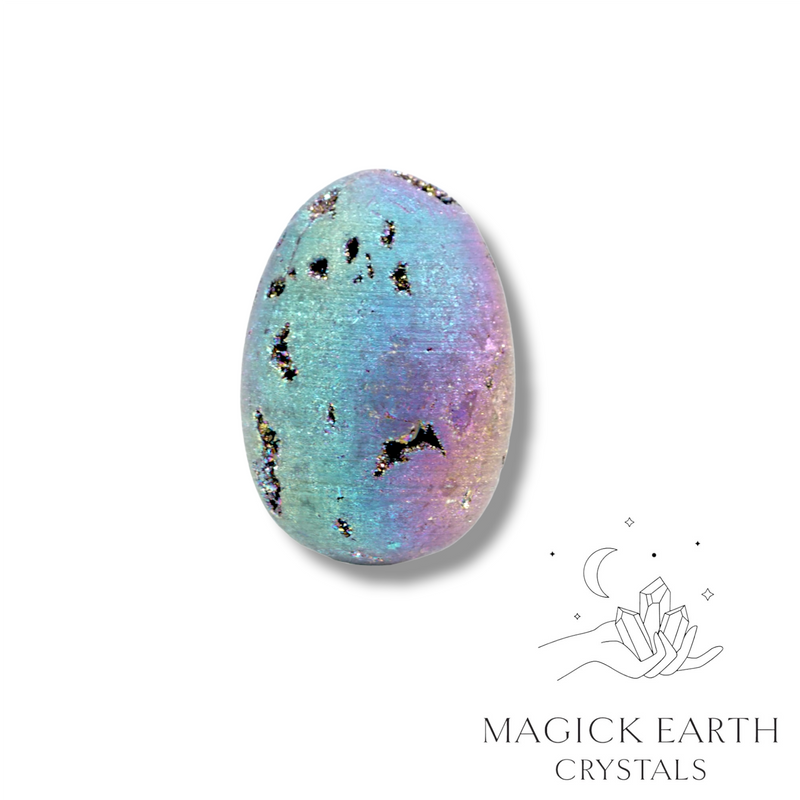 Agate Druzy Crystal Gemstone Electroplated Egg Rainbow