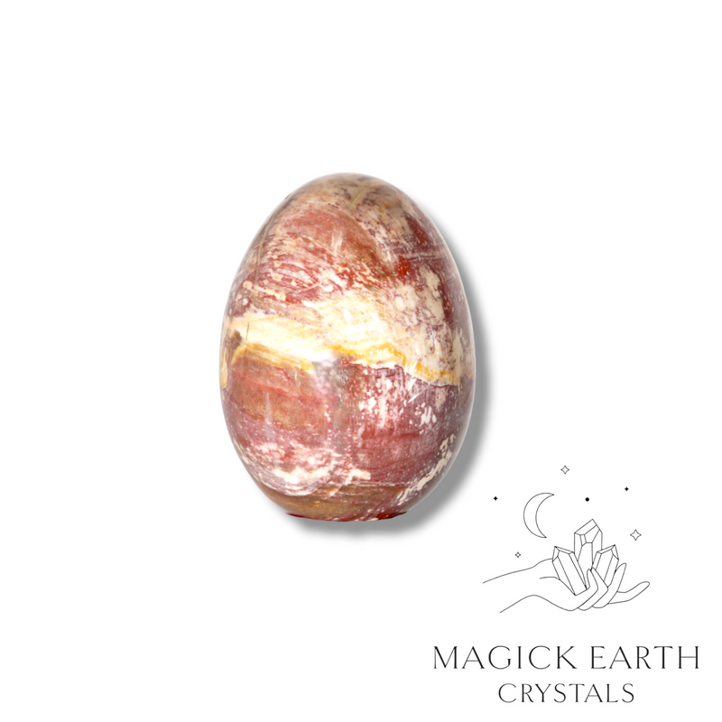 Ocean Jasper Crystal Gemstone Egg With Carved Stand