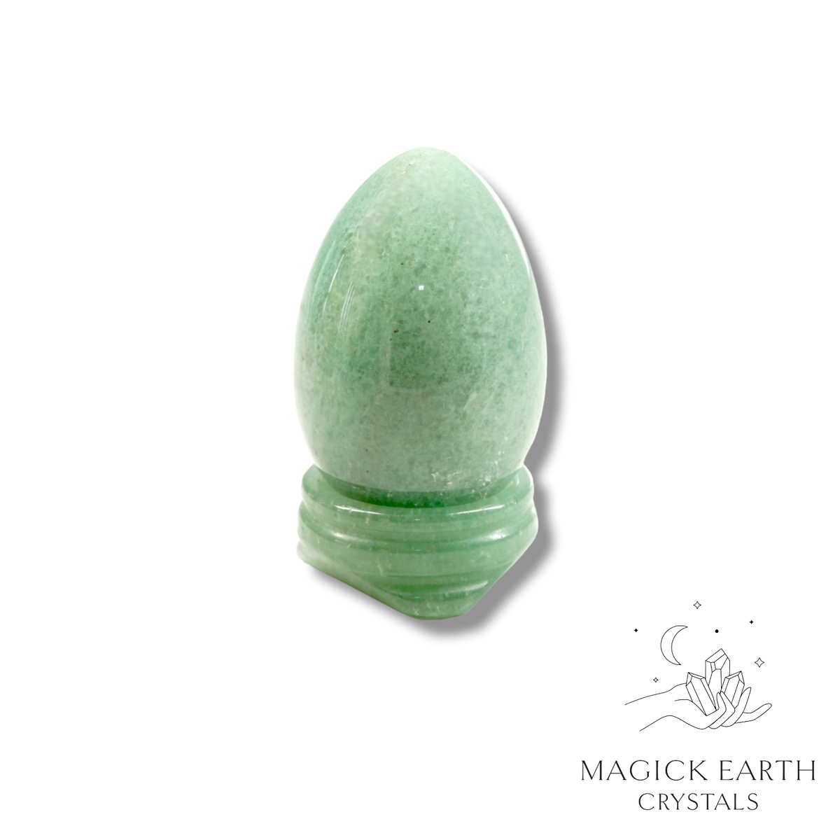 Aventurine Crystal Gemstone Egg With Carved Stand