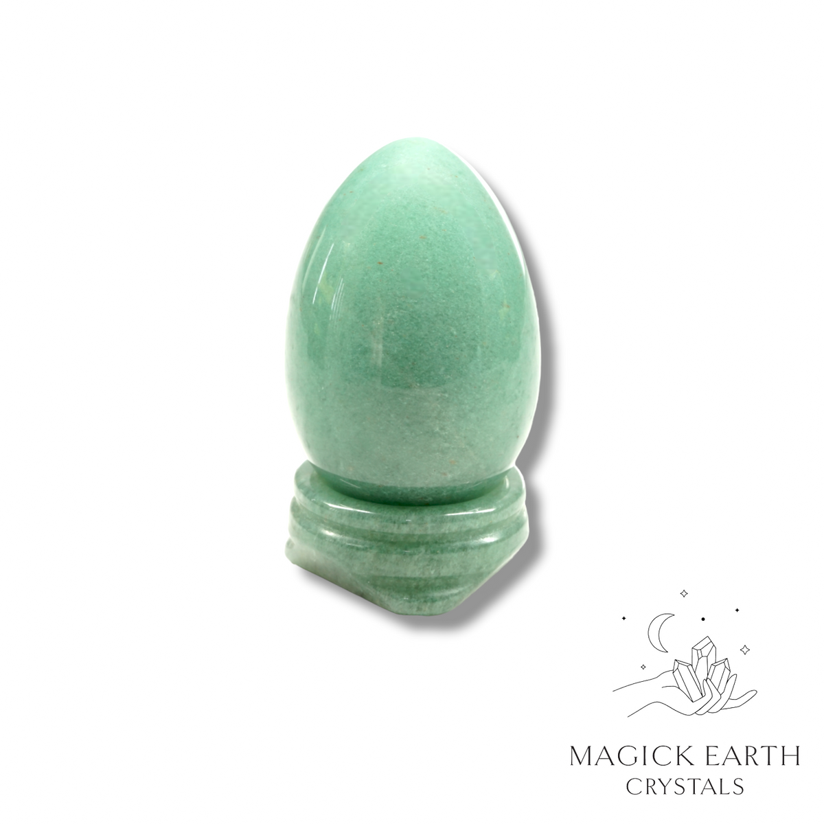 Aventurine Crystal Gemstone Egg With Carved Stand