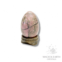 Rhodonite Crystal Gemstone Egg With Stand