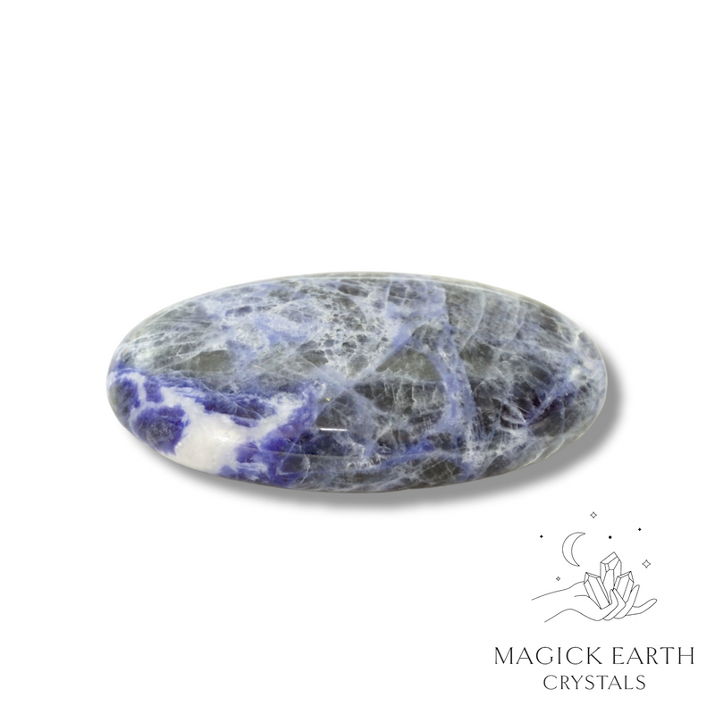 Sodalite Crystal Gemstone Oval Flat Palm Stone Large