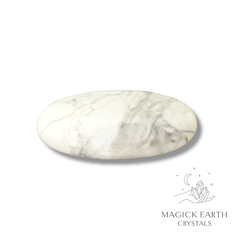 Howlite Crystal Gemstone Oval Flat Palm Stone Large