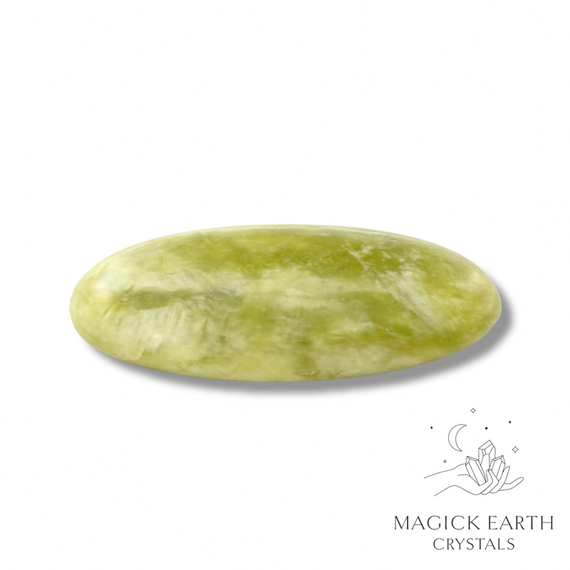 Jade (Lighter Shade) Crystal Gemstone Oval Flat Palm Stone Large