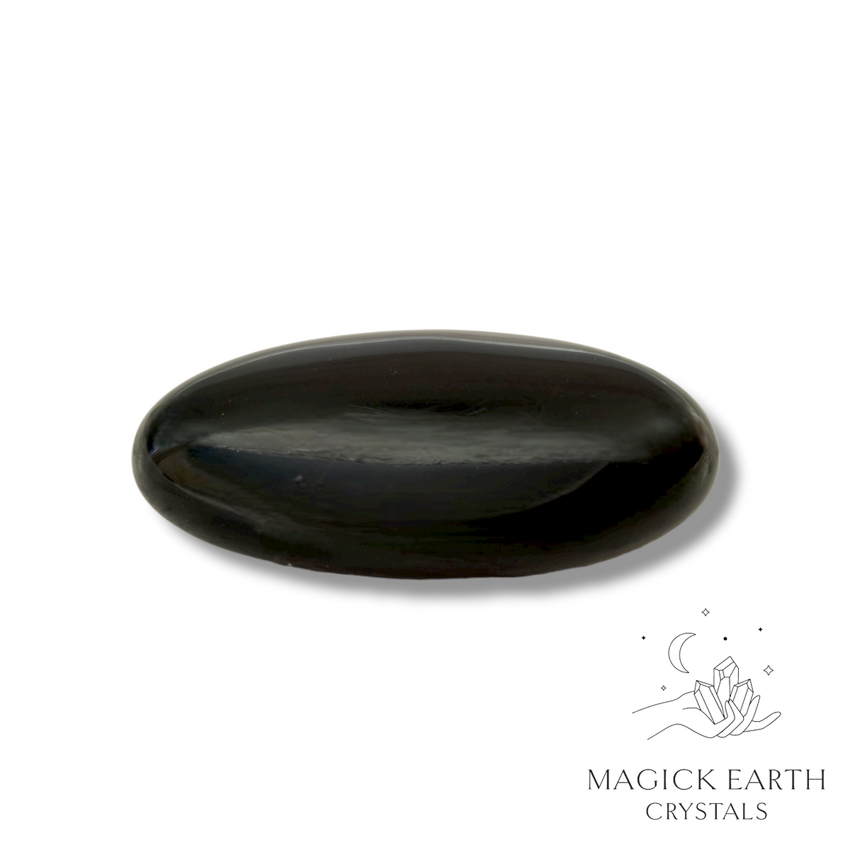 Obsidian Crystal Gemstone Oval Flat Palm Stone Large