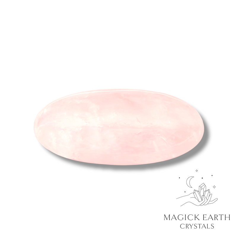 Rose Quartz Crystal Gemstone Oval Flat Palm Stone Large