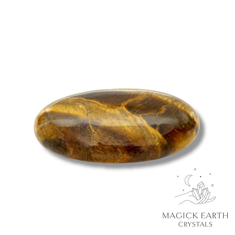 Tiger Eye Crystal Gemstone Oval Flat Palm Stone Large