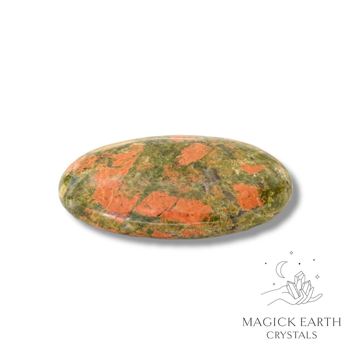 Unakite Crystal Gemstone Oval Flat Palm Stone Large