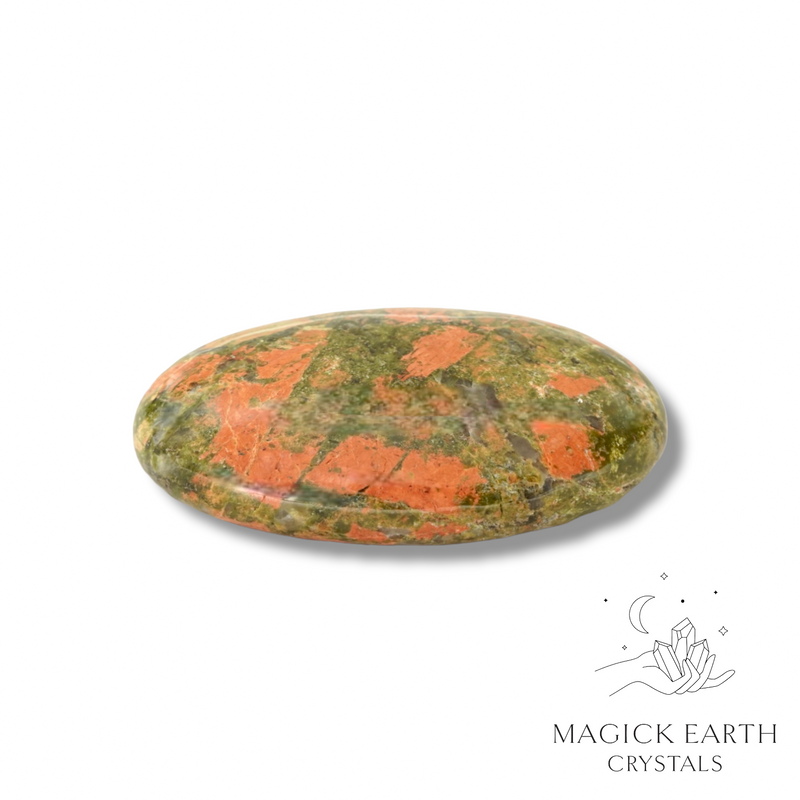 Unakite Crystal Gemstone Oval Flat Palm Stone Large