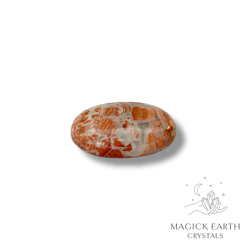 Brecciated Jasper Crystal Gemstone Flat Palm Stone Oval Shape