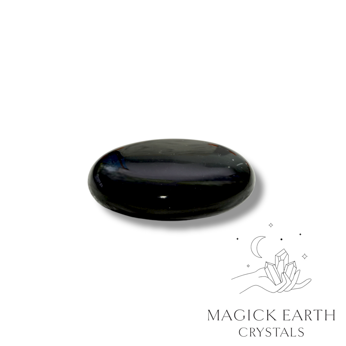 Obsidian Crystal Gemstone Flat Palm Stone Oval Shape