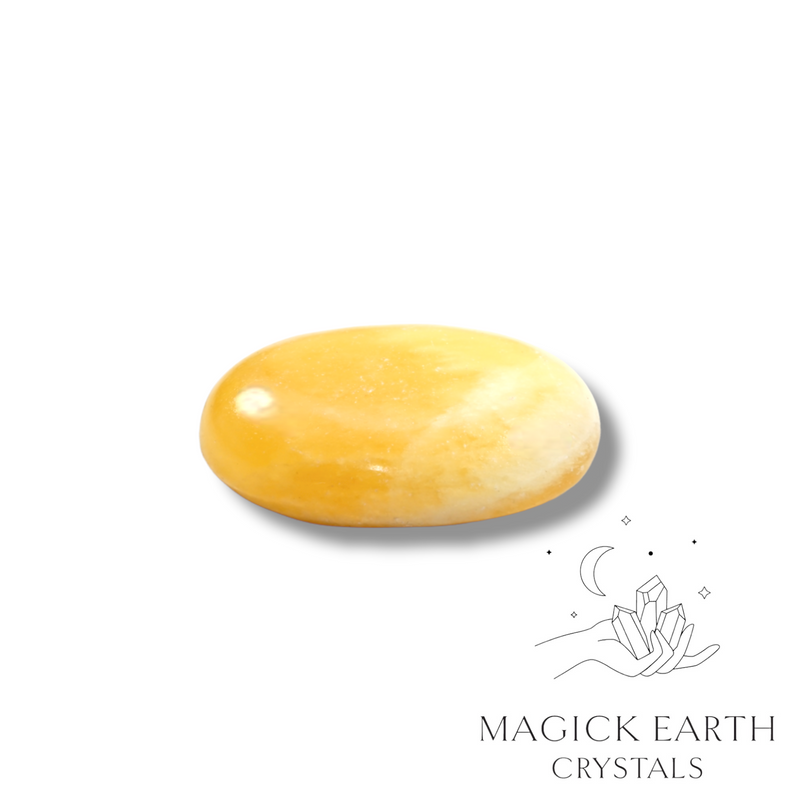 Yellow Jasper Crystal Gemstone Flat Palm Stone Oval Shape