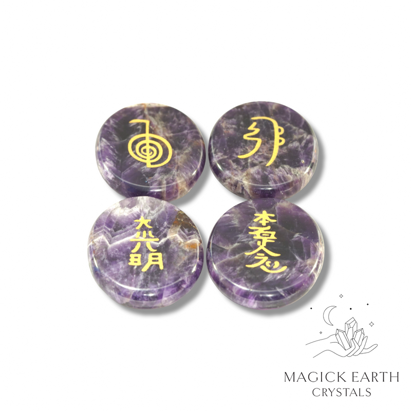 Amethyst Crystal Gemstone Reiki Symbol Set