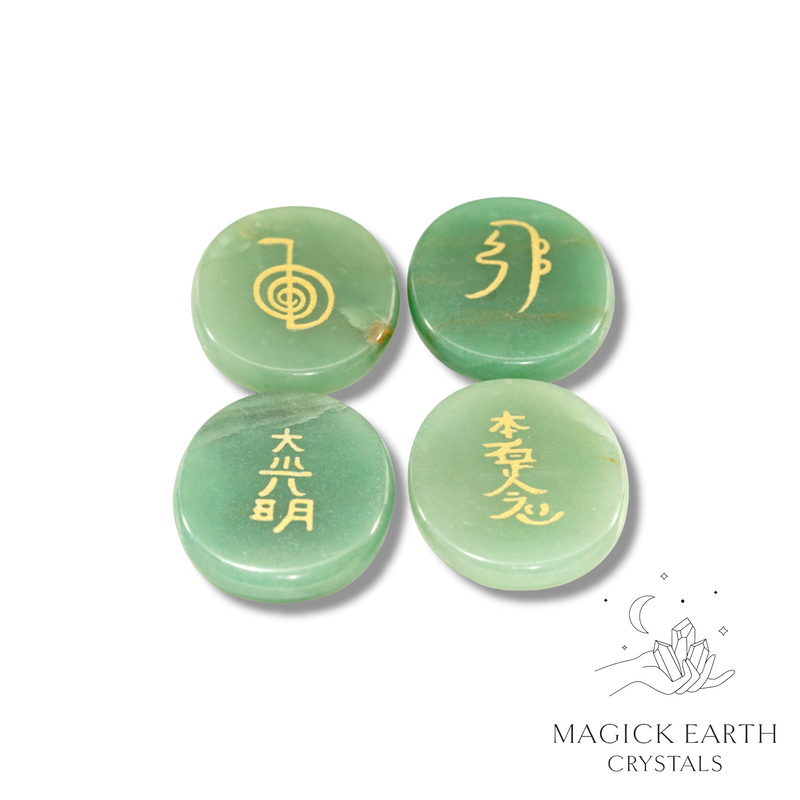 Aventurine Crystal Gemstone Reiki Symbol Set