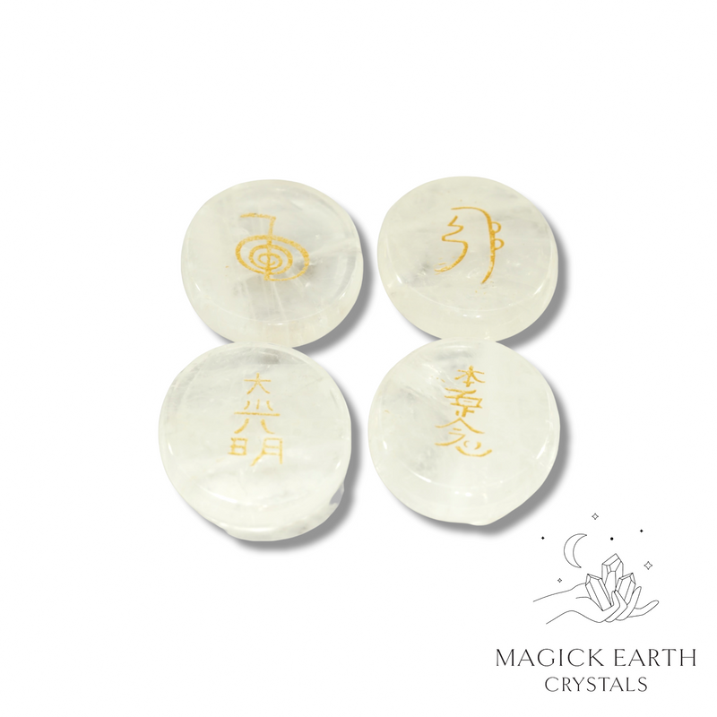 Clear Quartz Crystal Gemstone Reiki Symbol Set