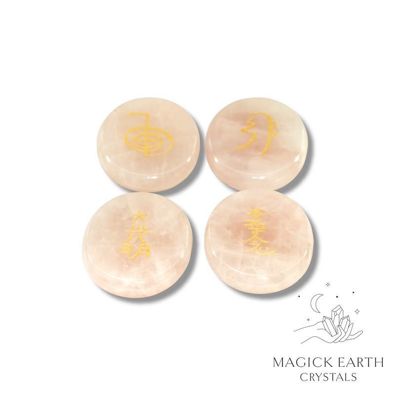 Rose Quartz Crystal Gemstone Reiki Symbol Set