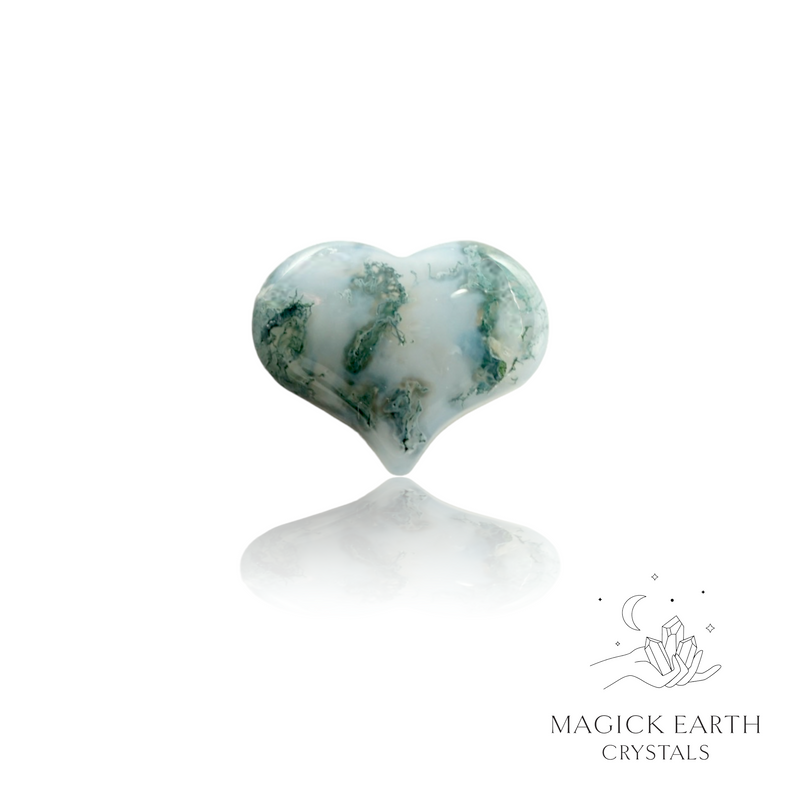 Moss Agate Crystal Gemstone Funky Stylised Shaped Heart Small