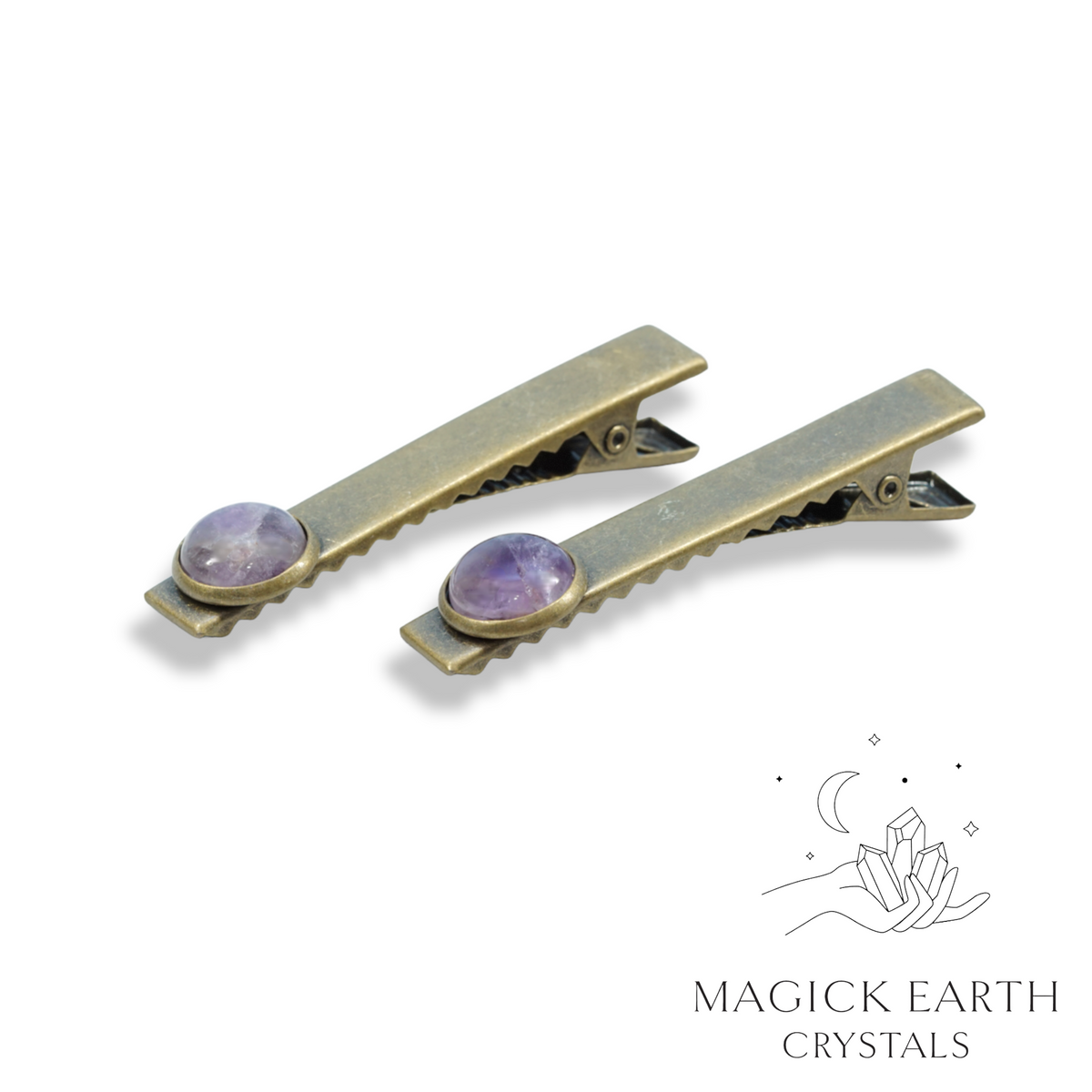 Amethyst Cabochon Alligator Style Hair Clip with Antique Bronze Finish