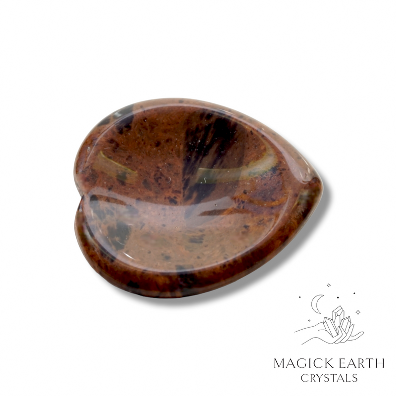 Mahogany Obsidian Crystal Gemstone Heart Shaped Thumb Worry Stone